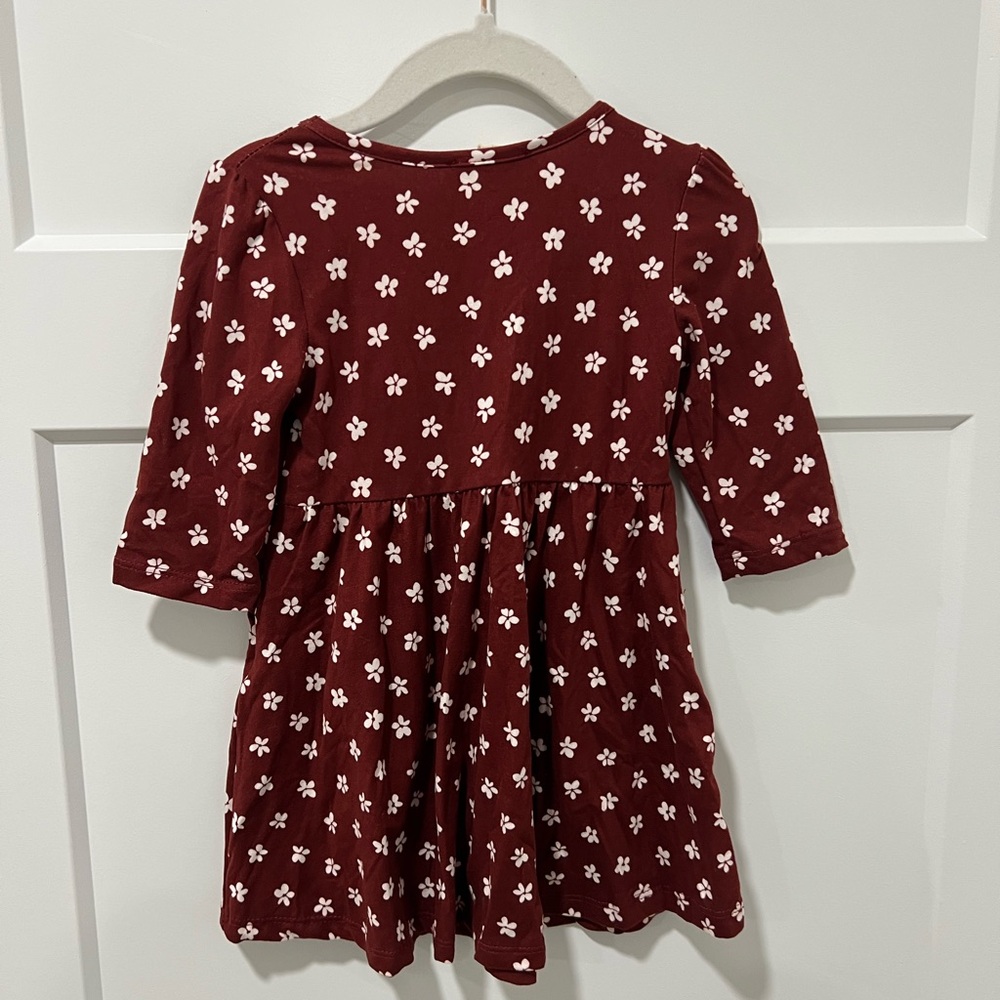 Charming Burgundy Floral Kids Dress